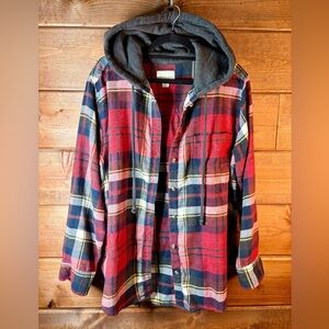 American Eagle Outfitters Plaid Hooded Shirt Jacket